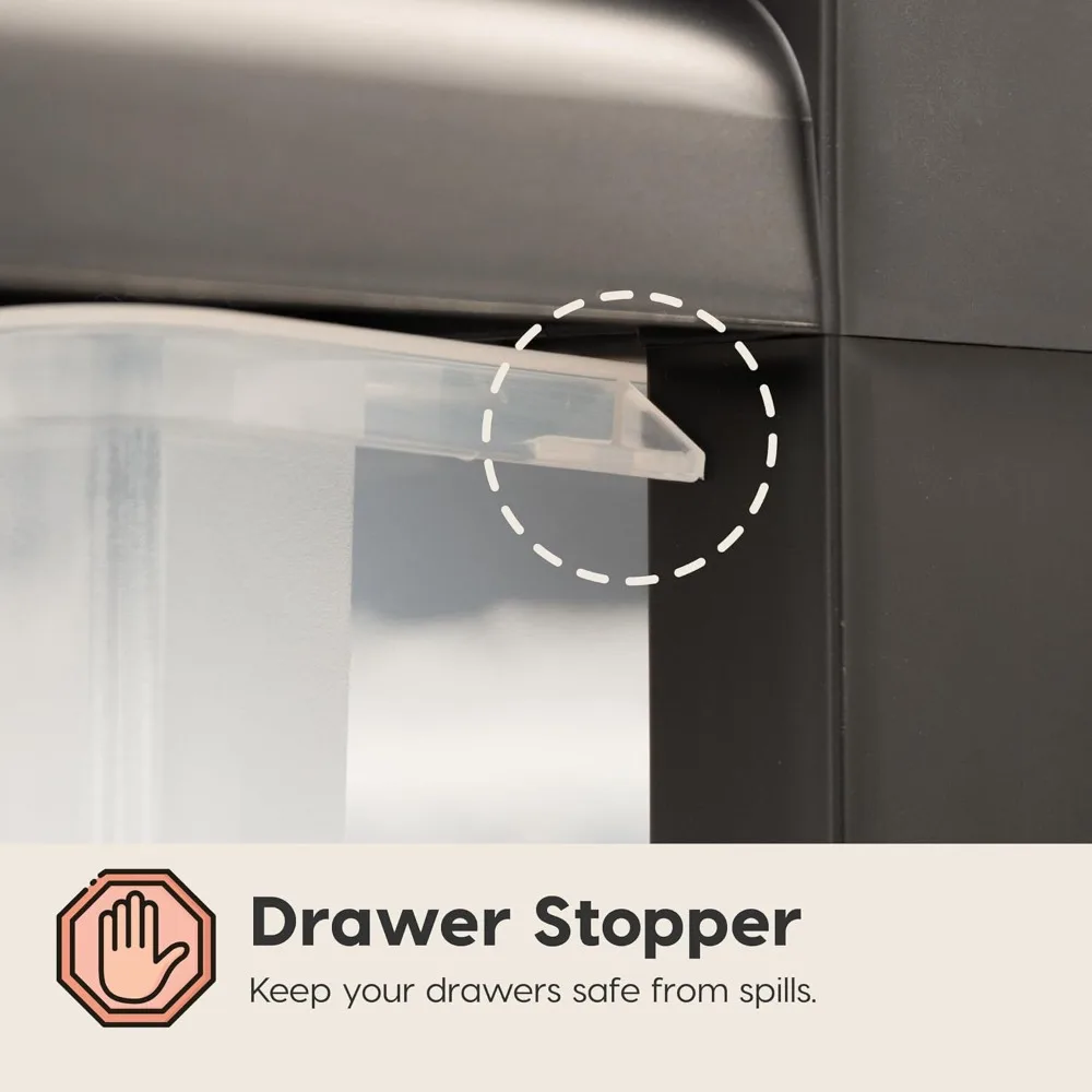 عربة تخزين دوارة ذات 3 أدراج مع عجلات، منظم ضيق نحيف لمكتب نوم الحمام في الفصل الدراسي، عبوتان أسود/شفاف