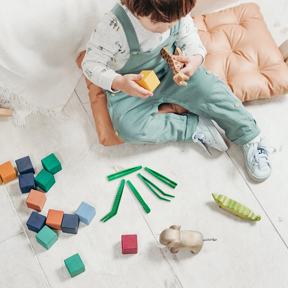 

6pcs Plastic For Kids Flat Head Insect Collecting Tool Toddler Tweezers Crafts Sorting Beads Tweezers Educational Collecting