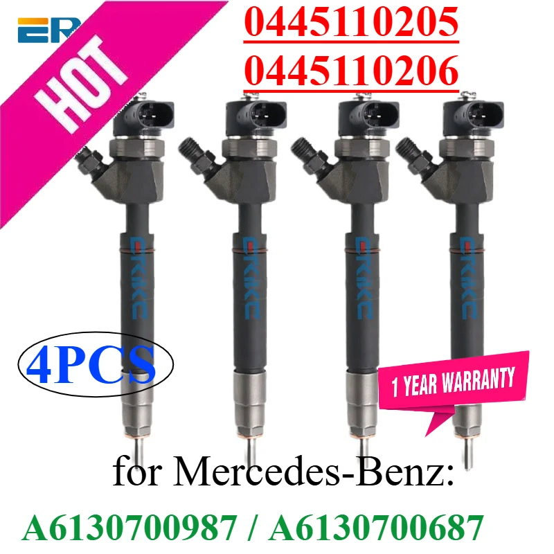 

4PC 0445110205 0445110206 Diesel Injector 0986435067 Engine Sprayer Nozzle For Mercedes-Benz A6130700687 A6130700987