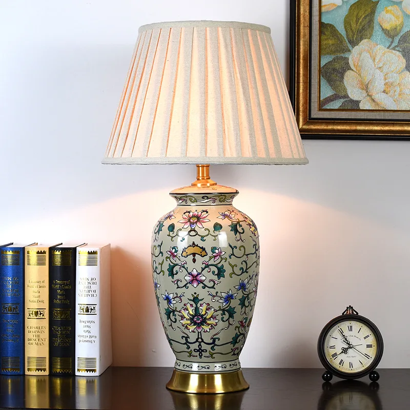 

Handmade Classic Customized Ceramic Table Lamp Beside Study Light Lamps for Home Decoration Handmade Ceramic Table Lamp