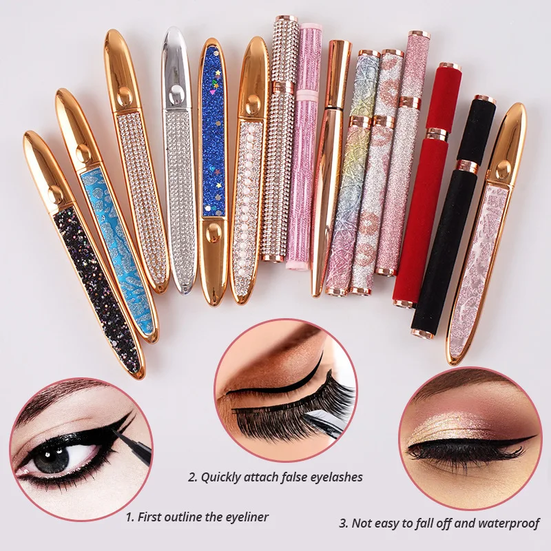 New Waterproof Quick Dry Long Lasting Non-blooming 4D Eyeliner Star Diamond Eyeliner Soft Smooth Black Eyleliner Pen