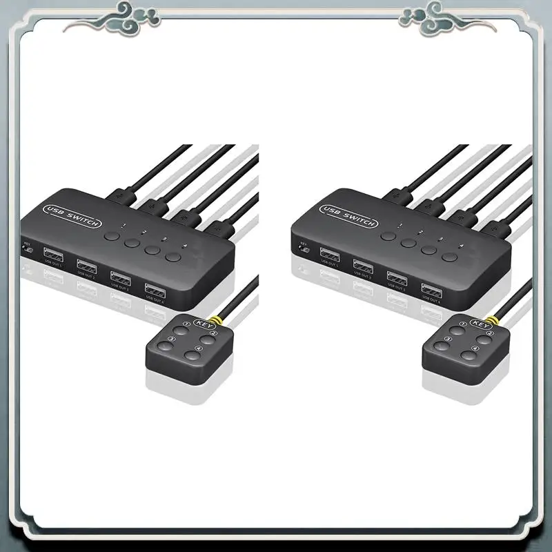 

ABIJ-2X KVM Switch USB Switch Shared Controller Adapter 4 Inputs 4 Outputs For Laptop Computer Printer Keyboard Mouse Monitor
