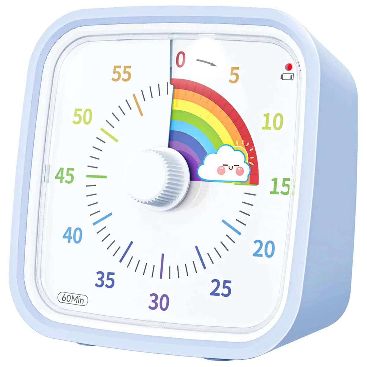 B23B 60 Minute Visual Timer with Protective Case, Rainbow Disk Timer, Silent Countdown Time Management Tool Light Blue