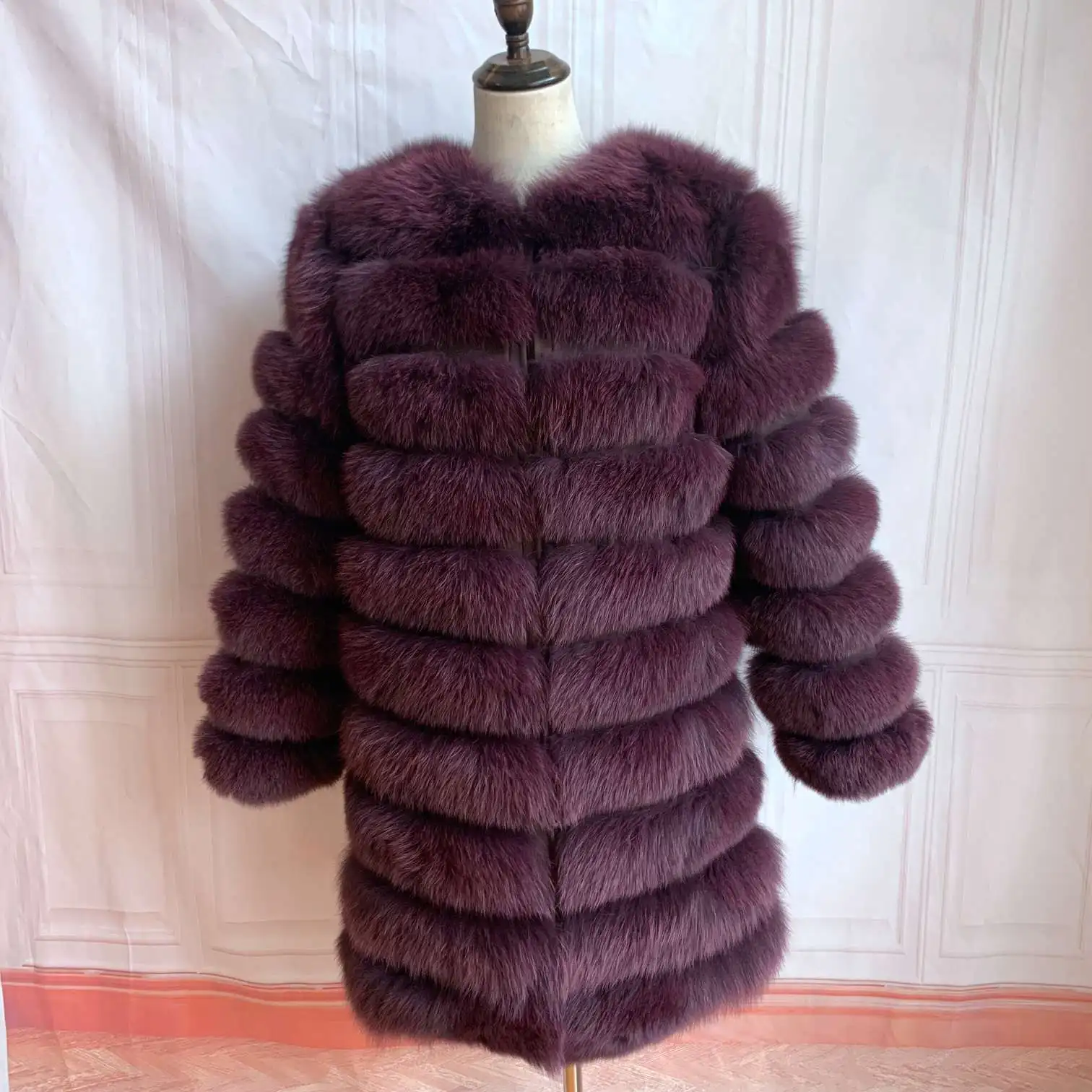 NEW 4in1 Real Fox Fur Long Coat Winter Coat for Women Jackets Vest Winter Outerwear Women Fox Fur Coat High Quality Fur Clothes