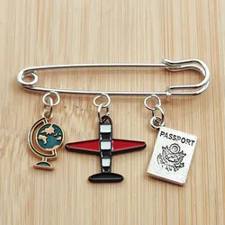 New fashion new global brooch enamel aircraft globe backpack clothes small pendant pin commemorative gift