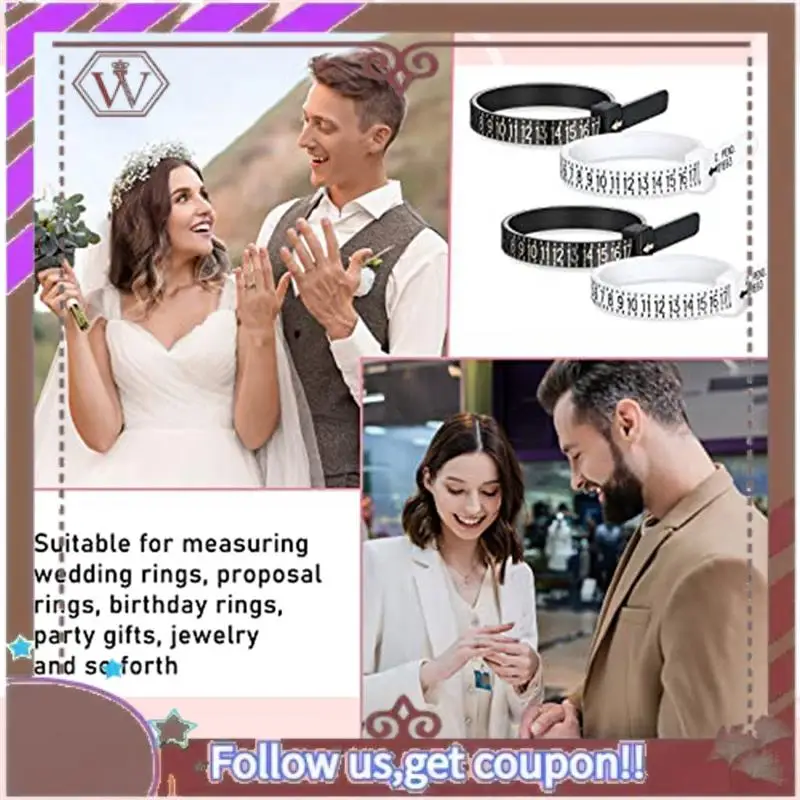 A95D-200 Pack Reusable Finger Size Gauge Measure Ring Sizer Plastic US Ring Measurement Tool White And Black