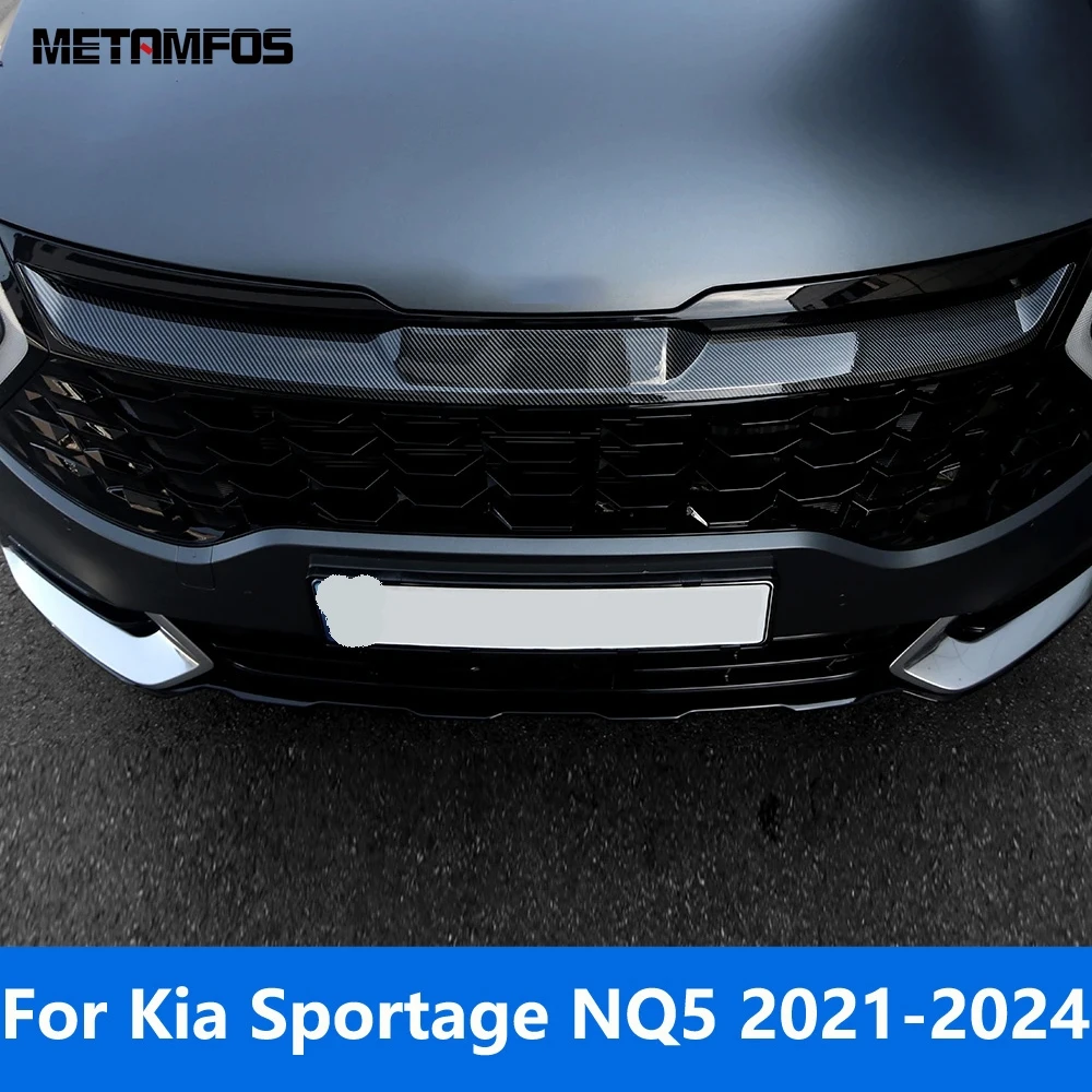 

Front Upper Grille Racing Grill Cover Trim For Kia Sportage NQ5 2021-2023 2024 Carbon Fiber Exterior Accessories Car Styling