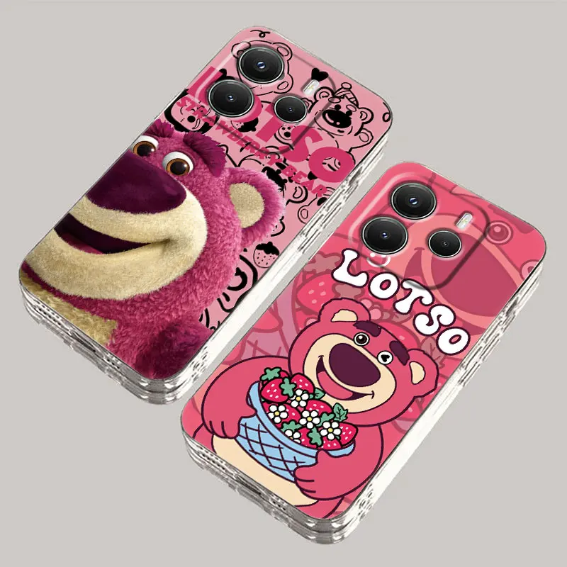 

Strawberry Bear Lotso Phone Case For Redmi Note 15 Pro 14 13 12 11 10 15 Pro + Plus 5G A7 10C 12C 13C 14C 15C Soft Clear Cover