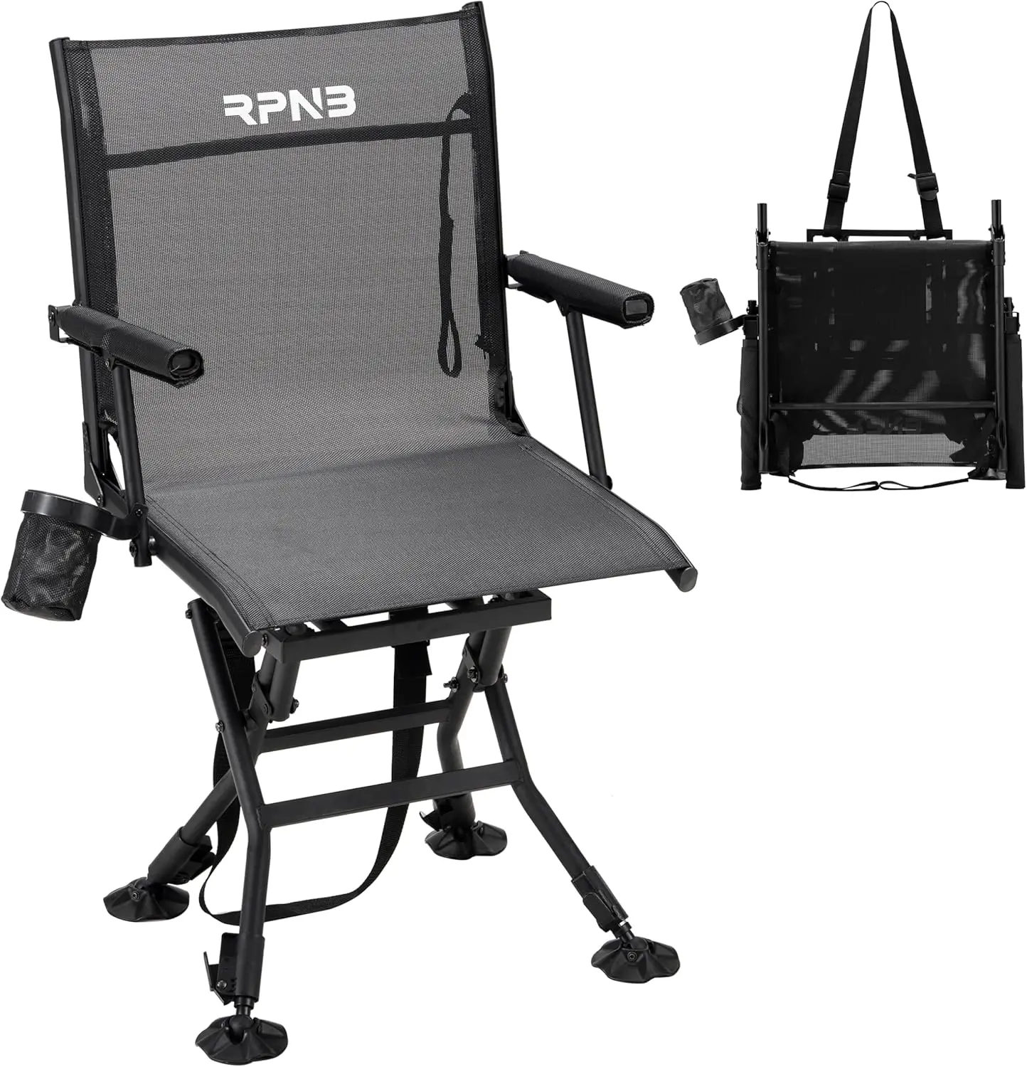 RPNB Hunting Chair, Silent Hunting Blind Chair, 360° Swivel Hunting Chair with Adjustable Legs and All-Terrain Duck Feet, 300LBS