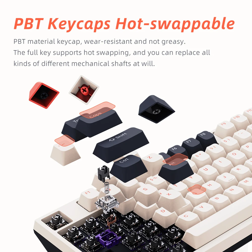 Thunderobot zero teclado mecânico 96 teclas rgb hot-swappable três-modo sem fio bluetooth teclado gamer jogos com fio