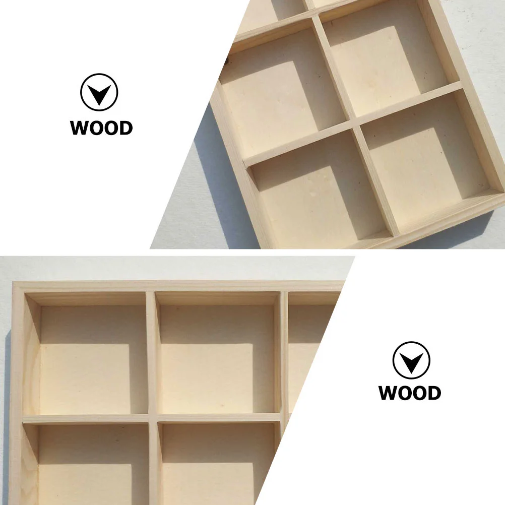 Wooden Storage Box Container for Pigment 6-grid Case Crayon Drawers Tray Divided Plate Compartments Boxes Organizer Toolboxes