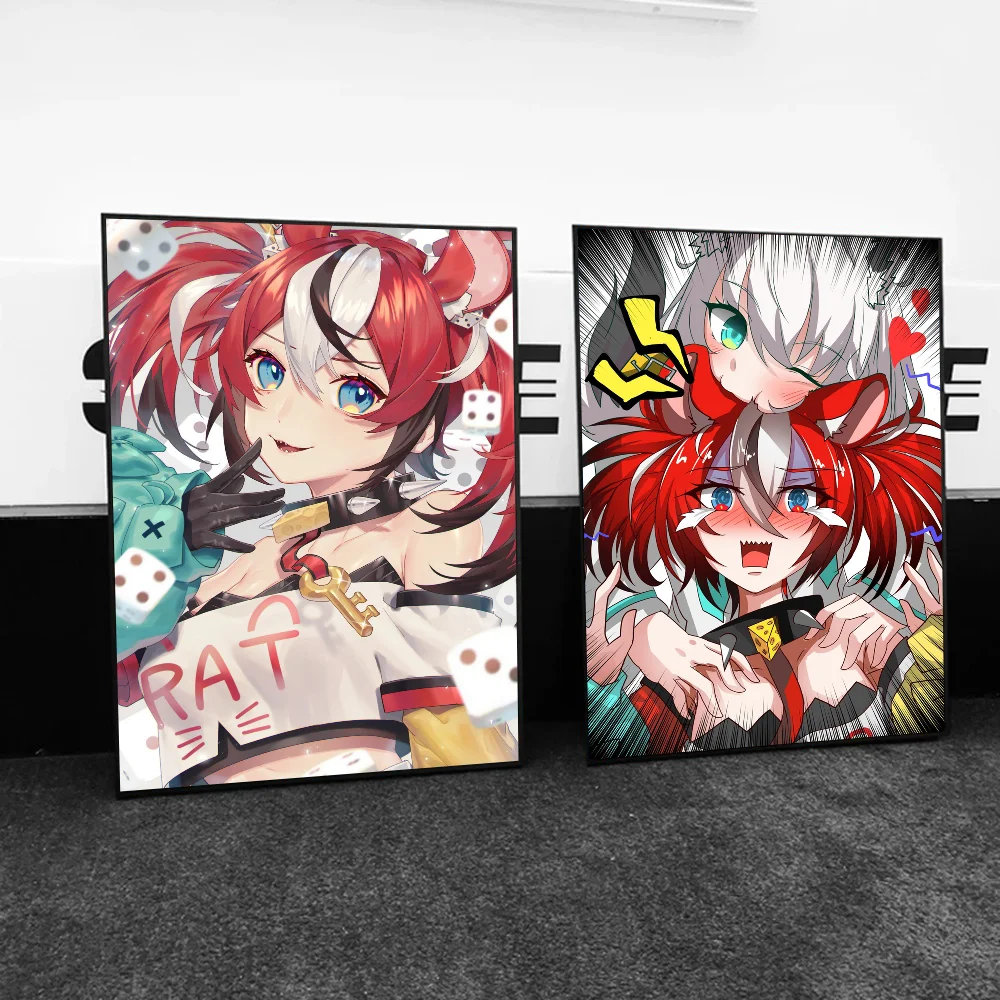 Hakos Baelz VTuber Poster Self-adhesive Art Waterproof Paper Sticker Coffee House Bar Room Wall Decor