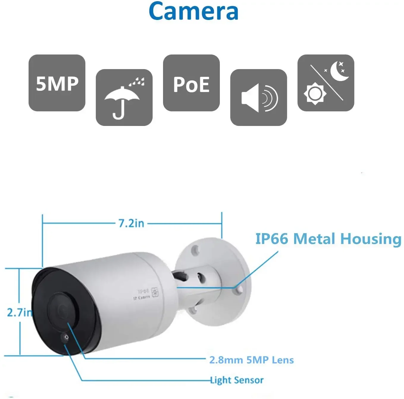8MP PoE Security Bullet Camera Systems 16CH NVR Kits, 16pcs 8MP POE IP Camera ,  16 Ch 4K PoE NVR Recorder