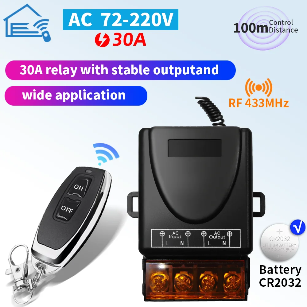 433Mhz Remote Control Switch AC220V 30A Hign Power On off Remote Control Transmitter for Water Pump Motor LED/Electric Applianc