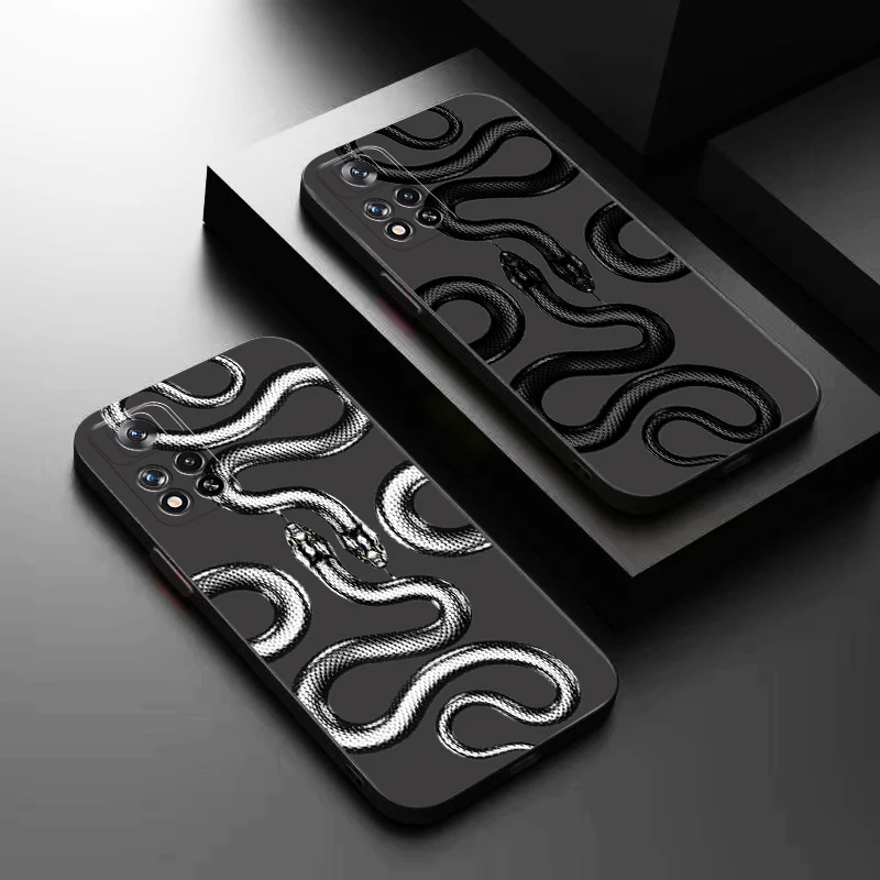 

Luxury Fashion Snake Phone Case For Xiaomi Redmi Note 12 Pro Plus 11 11S 11T 10 10S 10T 9 8 Pro Liquid Silicone Back