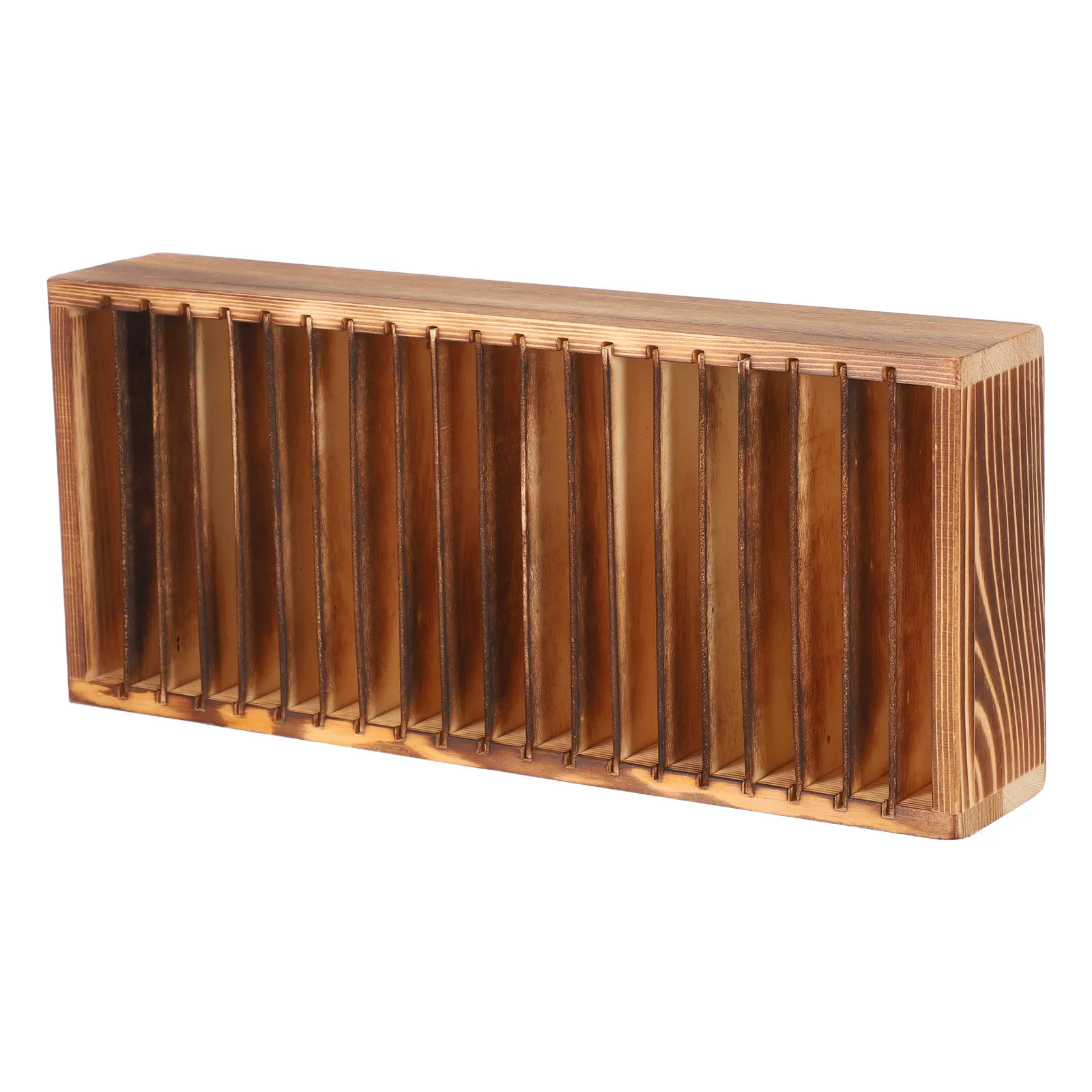 

Solid Wood Business Card Organizer Box with 20 Removable Dividers Desktop Card Holder for Office Desk Home Organization Display