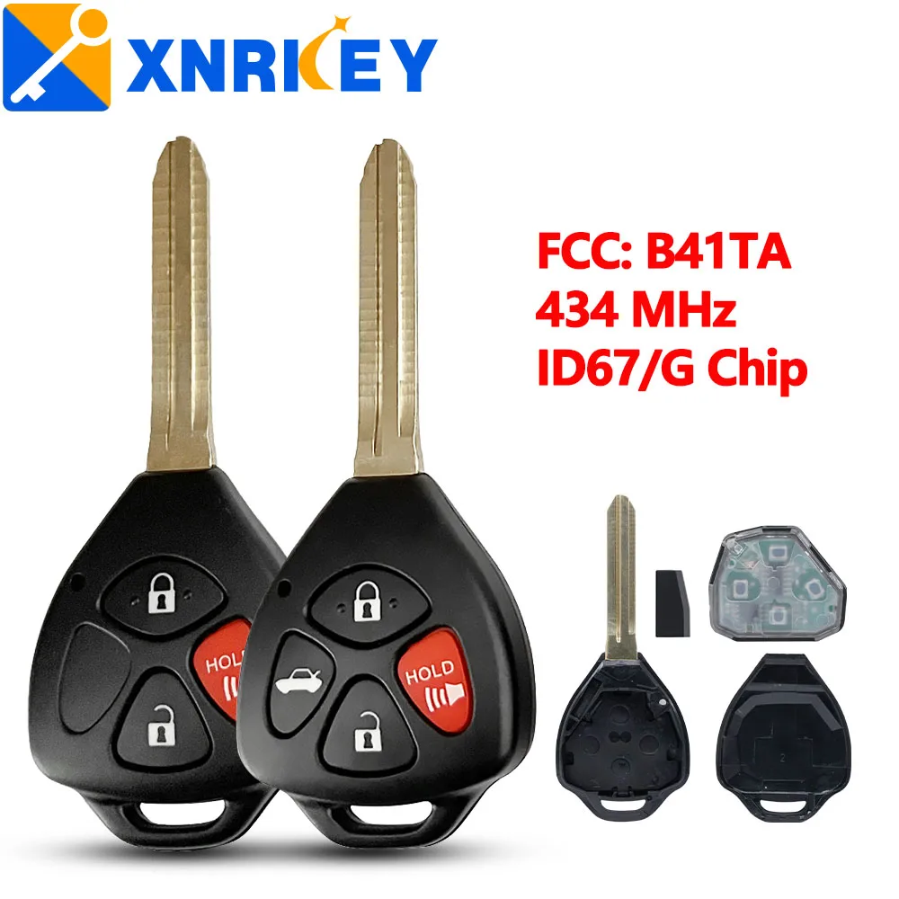 XNRKEY FCC:B41TA 434Mhz ID67/G chip 3/4Button Car Remote Key for Toyota Camry Avalon Corolla Matrix RAV4 Yaris Venza tC/xA/xB/xC