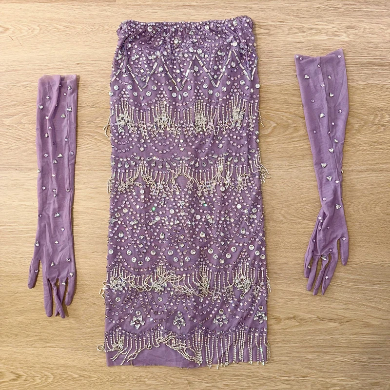 GKnitting Dancer Costume for Women, Purple bal inestones Festival Outfit, Bar, Nightclub, Ds Dj Party, Evening fur ses, Stage Wear, Sexy, XS8554