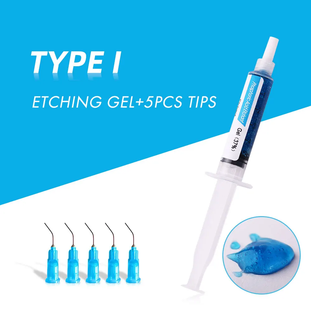 Dentistry Etching Gel 37% Dental Materials Teeth Cleaning Adhesive Resin Braces Bonding Glue Phosphoric Acid Etchant+5pcs Tips