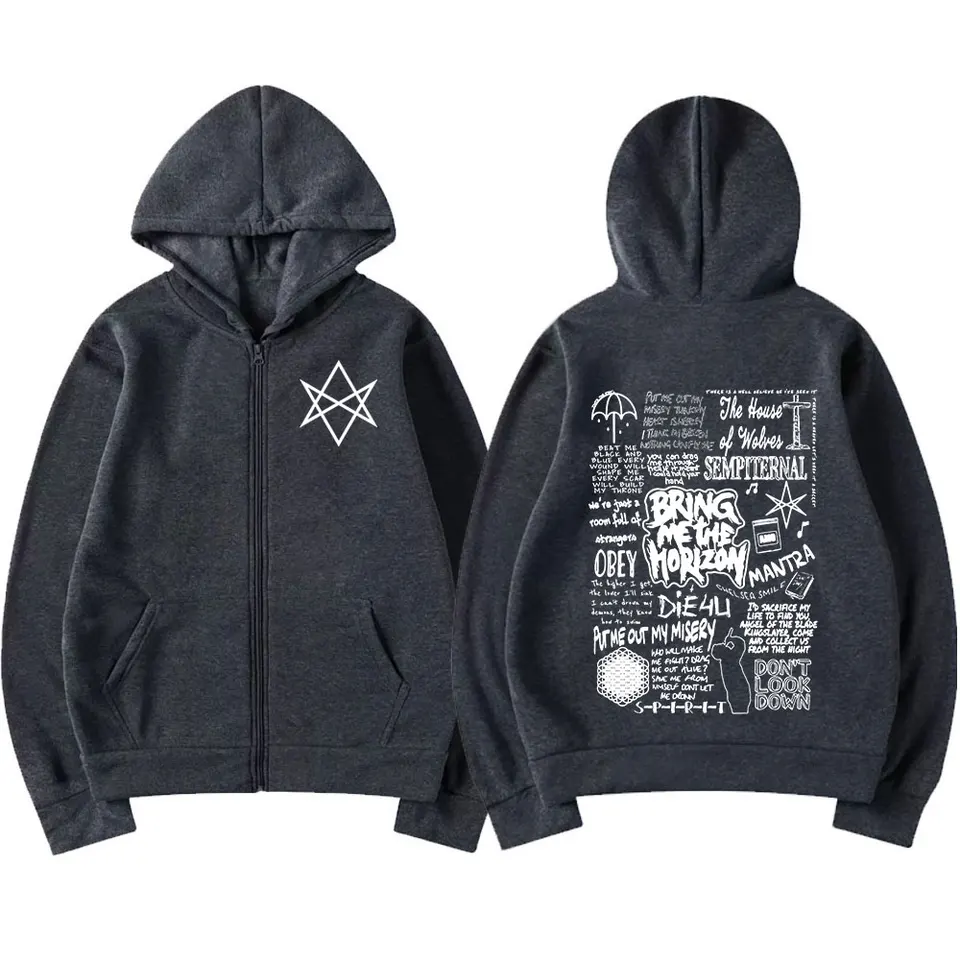 BringMe TheHorizon Zipper Hoodies BMTH Heavy Metal Rock Band Zip