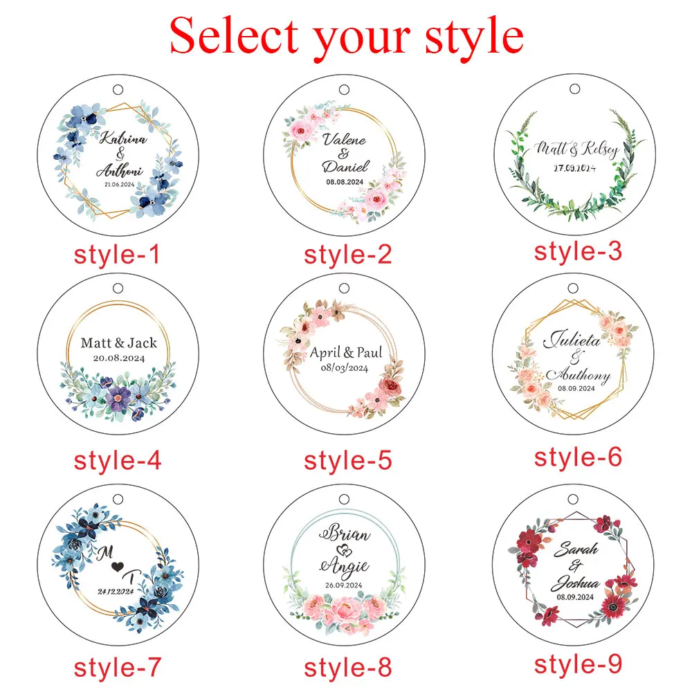 10pcs Personalized Print Name And Date Acrylic Keychain Transparent Circle Chain Acrylic Keyring Custom Wedding Gifts For Guests