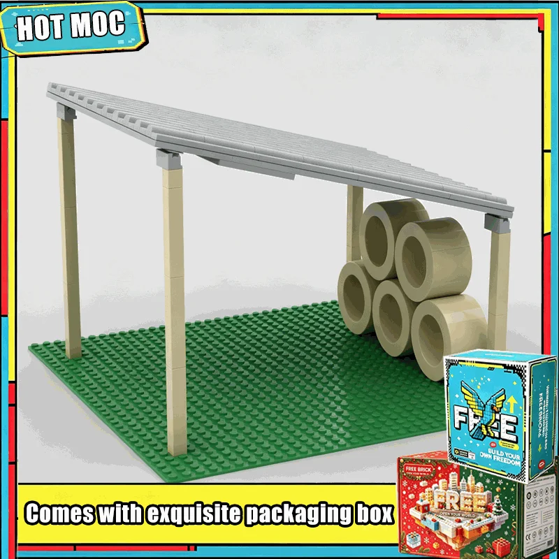 228PCS Hay Shed Farm Building Blocks Model Custom DIY Assembly Creative Educational Toy Birthday Popular Gift Collection Display