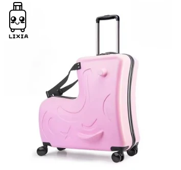 

Kids Scooter Suitcase Cartoon Sit & Riding Luggage with 360° Swivel Wheel Pedal Removable Seat Belt Cabin Luggage for Boy Girl