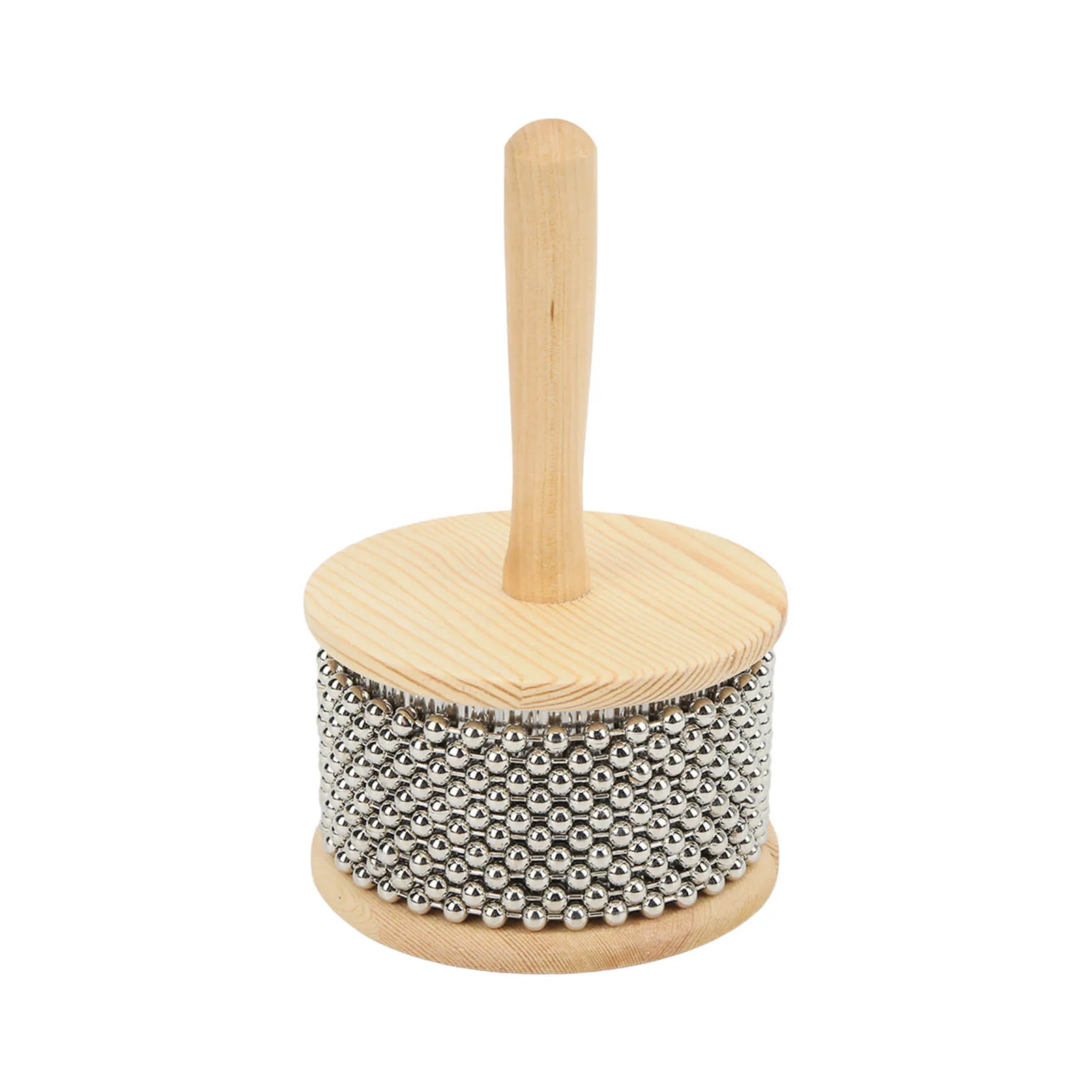 

Wooden Cabasa Chinese Mahogany Steel Ball Hand Cranked Toy Portable Children Teaching Musical Instrument Wood Color Large 1