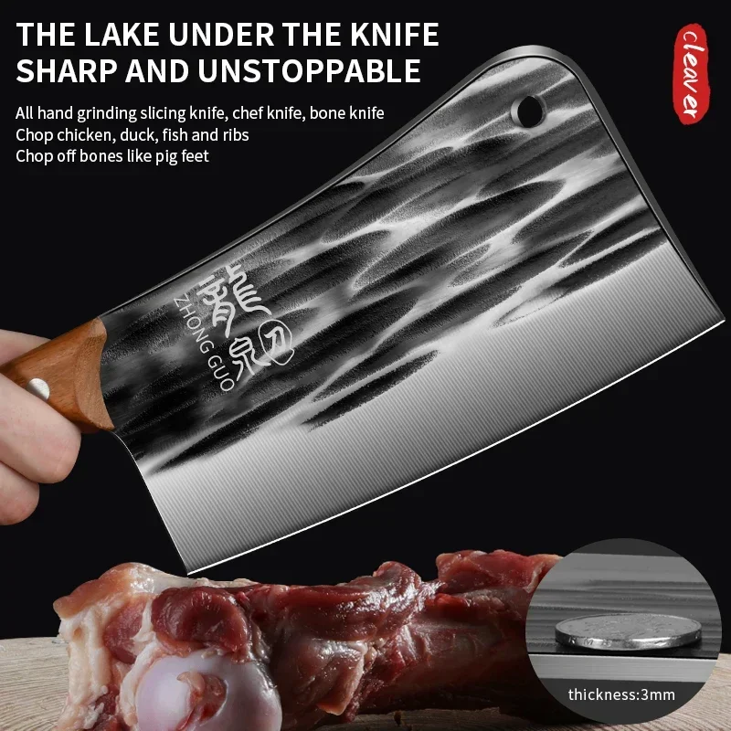 Seiko Longquan Forging multi-purpose kitchen knife,kitchen meat slices,sharp Bone cutting knife high hardness hand forging knife