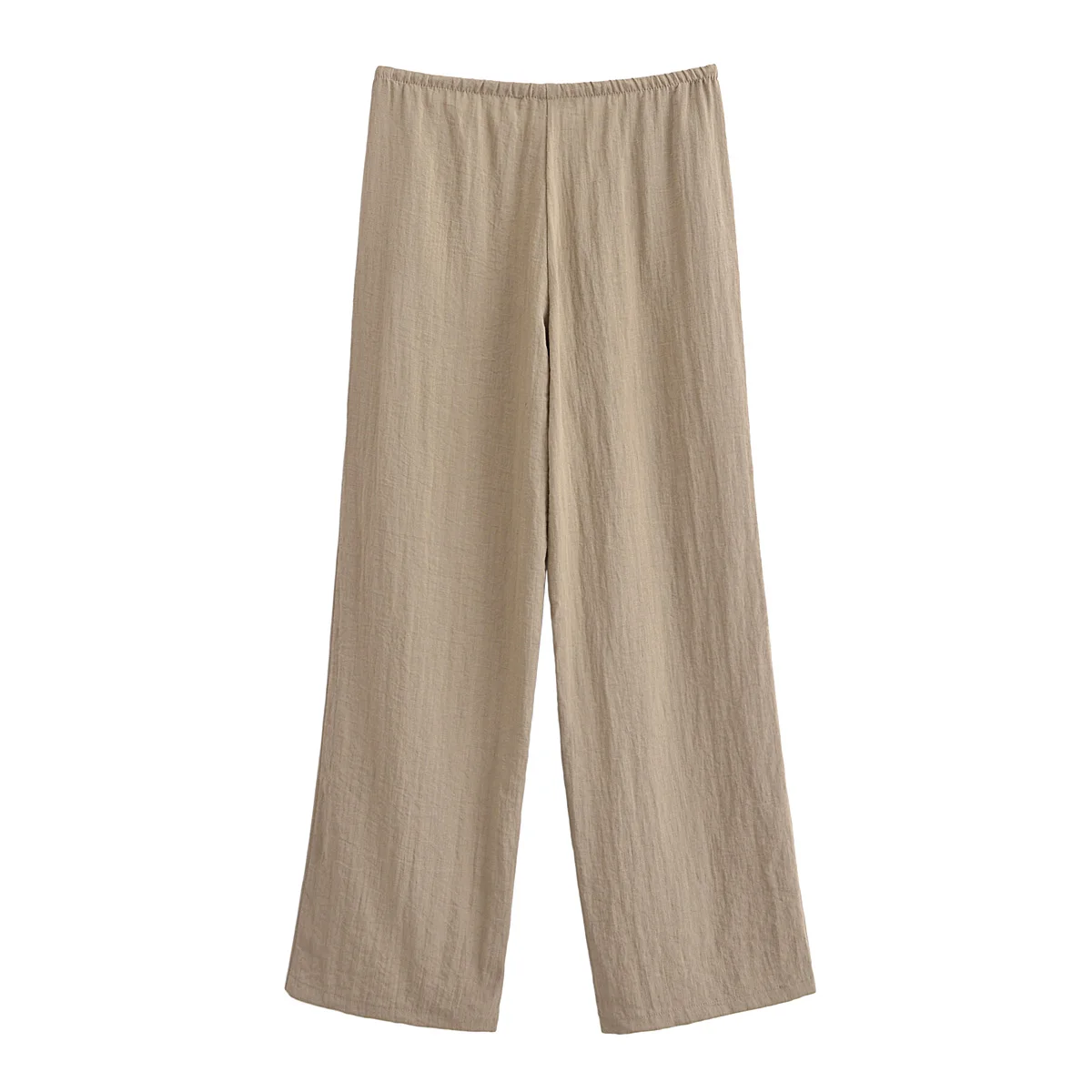 Tangada 2024 Women Khaki Cotton Linen Pants Trousers Strethy Waist Female Long Pants 6P076