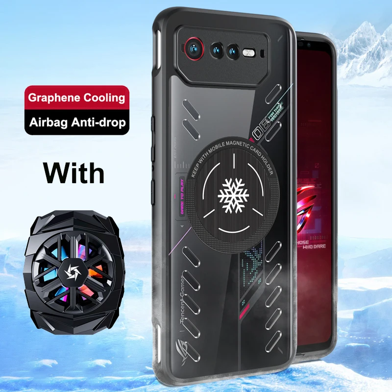 For Asus ROG Phone 7 Case ROG7 Graphene Heat Dissipation Shockproof Magnet Holder Thermal Cover For ROG 6 6D 6 Pro Shell ROG6Pro