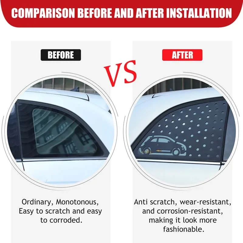 

2 шт. черные декоративные наклейки из алюминиевого сплава для заднего треугольного окна Fiat 500 2007+ с сотовой панелью, защитные аксессуары