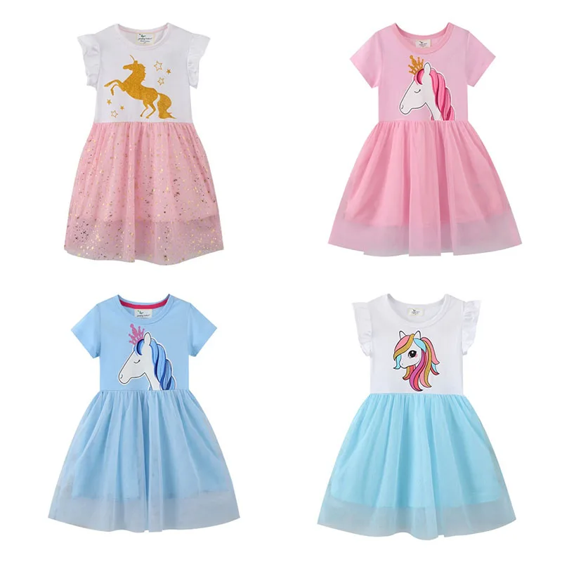 

Jumping Meters Mesh New Arrival Princess Girls Party Tutu Dresses Unicorn Hot Selling Summer Toddler Kid Costume Frock Birthday