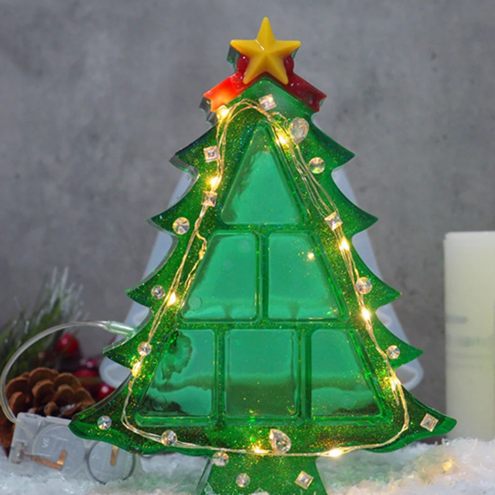 

Christmas Tree Shape Silicone Mold Storage Box Diy Craft Mould High Transparency Easy Clean Creative Xmas Decoration Reverse