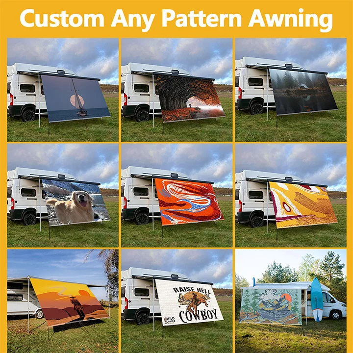 Custom Pattern UV Resistant Four-Season Camping Tarp Portable RV Awning Tear Resistant Sun Shade Screen Outdoor Picnic Cars view 3