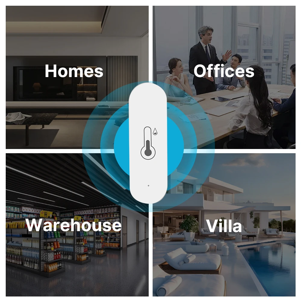 ZigBee-Sensor inteligente de temperatura y humedad, dispositivo de seguridad para el hogar, funciona con batería, WiFi, funciona con Google Home,