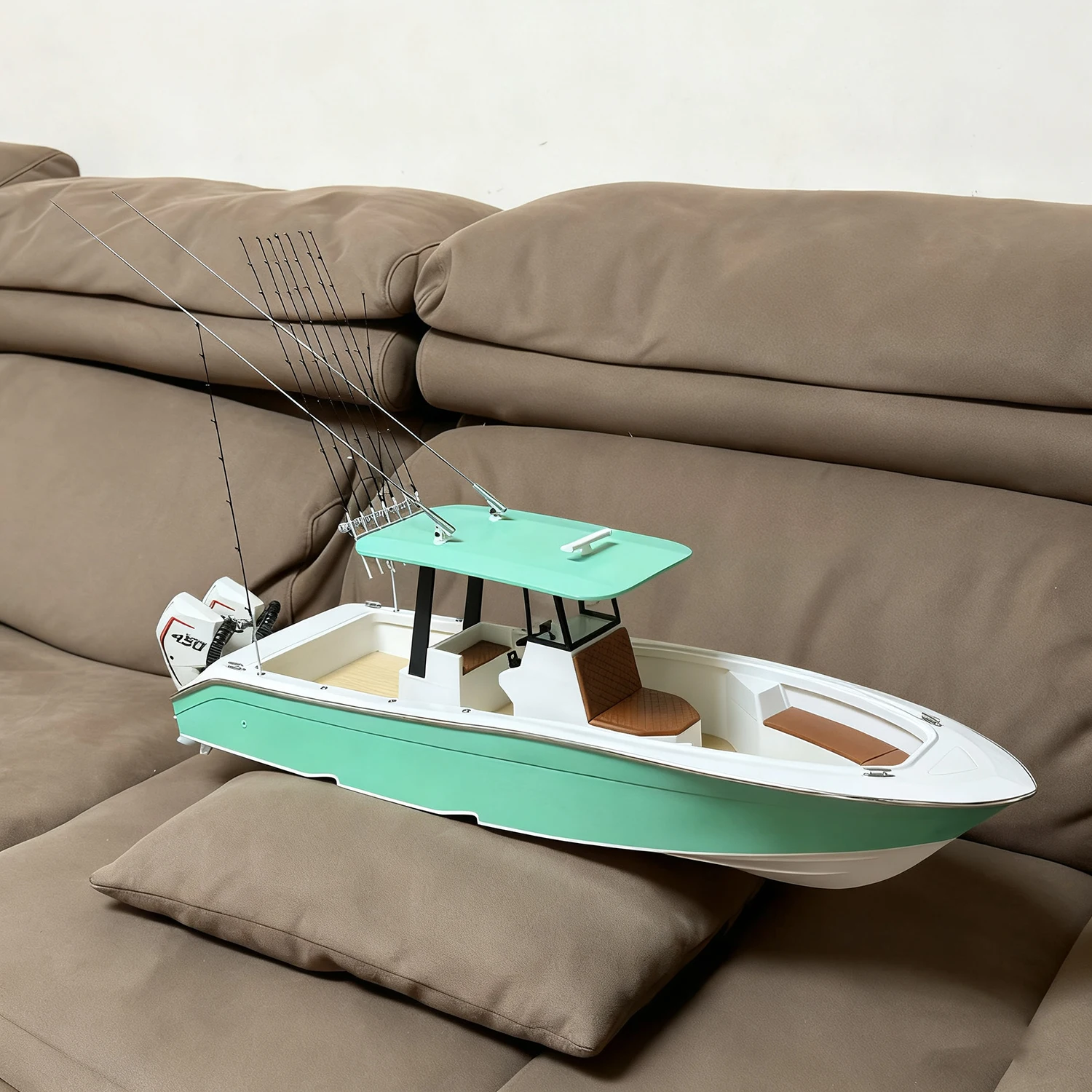 

RC Ships 74cm Double String Outboard Motor Remote Controlled Fishing Boat Model 3D Printed RC Fishing Boat Model RTR Ship Toy