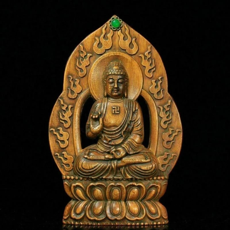 

Chinese Natural Rosewood Hand Carved Exquisite Shakyamuni Great Day Tathagata Tara Buddha Statue Room Decor Home Accessories