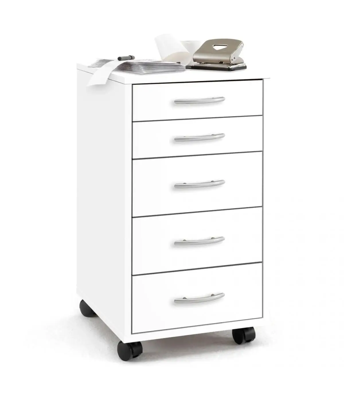 FMD filing cabinets mobile drawer with 5 drawers White