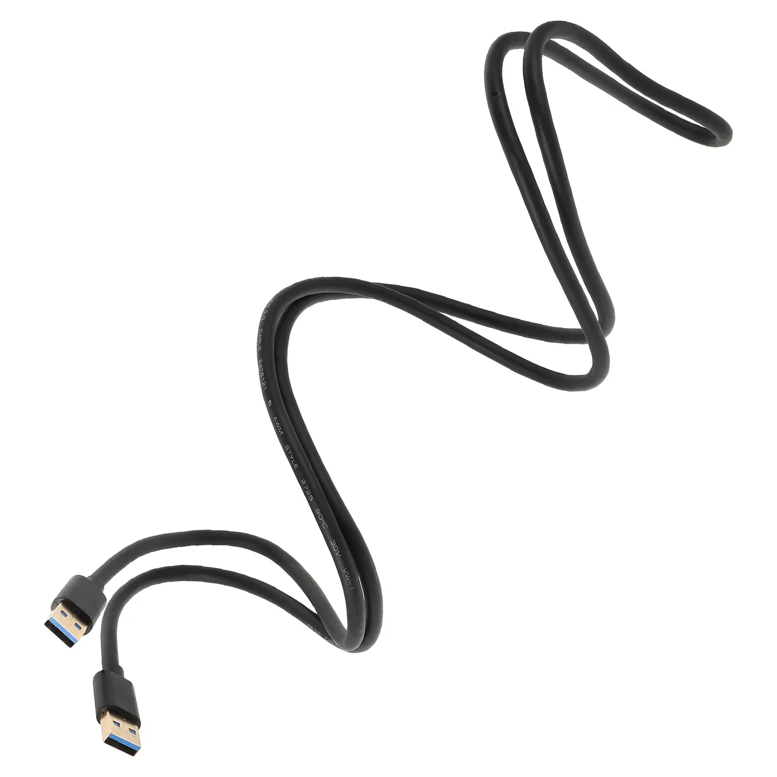 High Speed Dual Ended USB Male to Male Data Cable Black for Laptop Cooler Hard Drive External Devices Double-Sided USB Cord