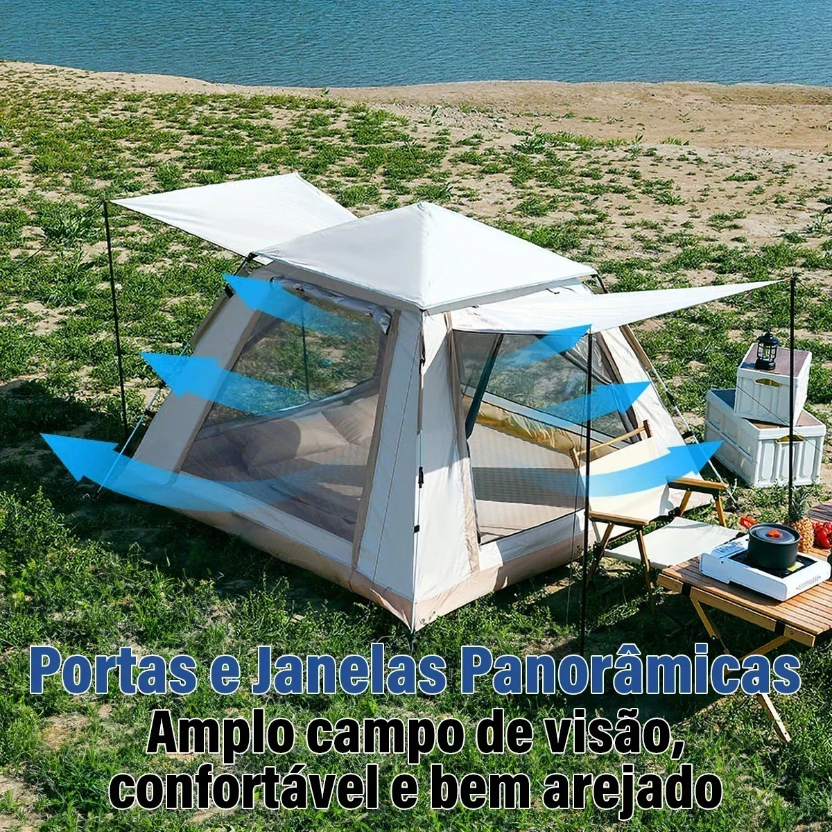 One Touch Automatic Tent Camping Tents 4 Person Beach Portable Camp Lightweight Shelter Family Docking Cabana Outdoor folding