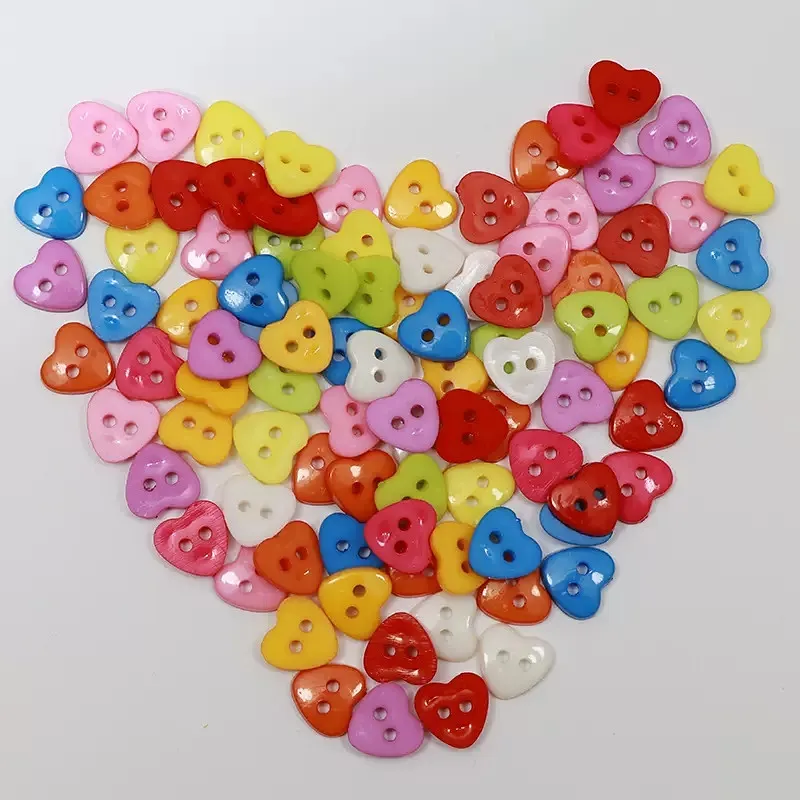 100 pz 2 fori bottoni a cuore decorazione Color caramella cucito mestiere Flatback cucito Scrapbooking bottone fai da te