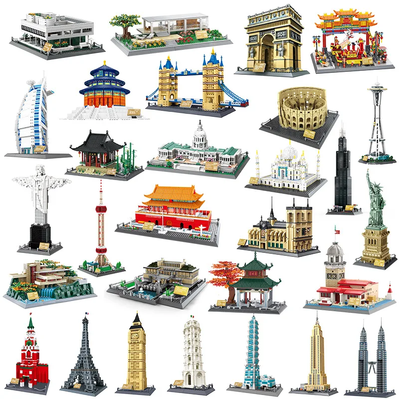 Wange Blocks World Architecture Building Bricks City Castle Villa House Big Ben Tower DIY Toys for Kids Gift Girl Adult Present