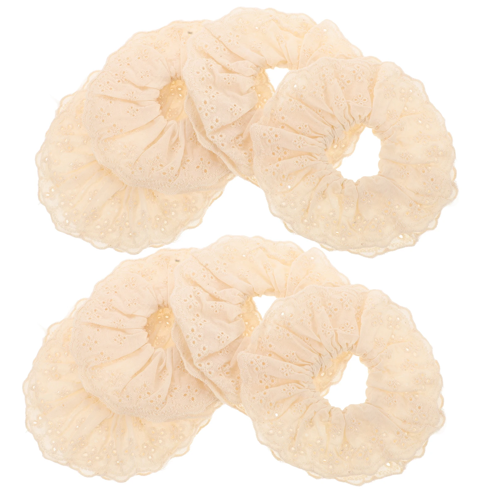

10 Pcs White Lace Hair Ties Crochet Scrunchies Soft Elastic Large Size Headbands For Women Bulk Bride Satin Accessories