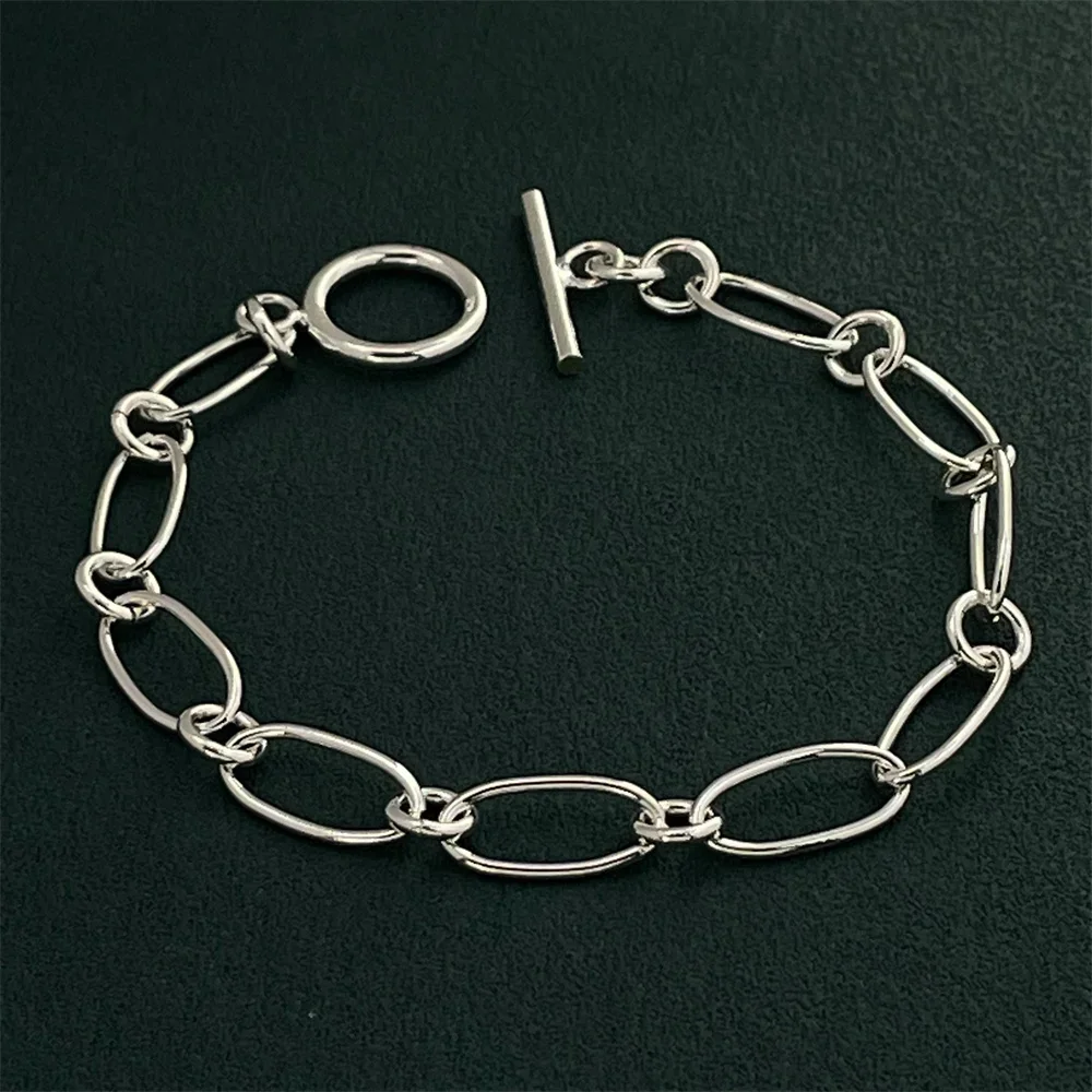 925 Sterling Silver Bracelet Paper Clip TO Fashion Women Wedding Party Gift Jewelry