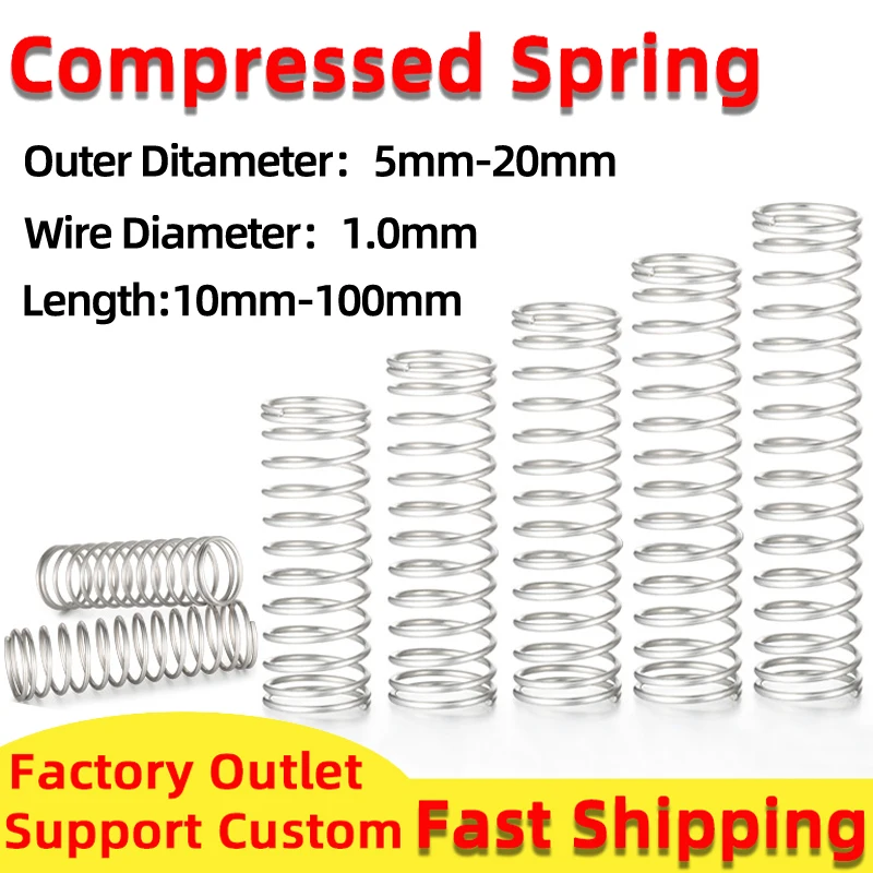 

Creamily 5PCS Wire Diameter 1.0mm Compression Spring Compressed Spring Y-Type Rotor Return Spring Length 10-100mm