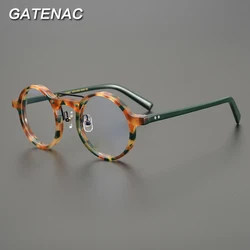 Vintage Acetate Glasses Frame Men Round Prescription Myopia Optical Eyeglasses Women 2022 New Retro Luxury Spectacles Eyewear