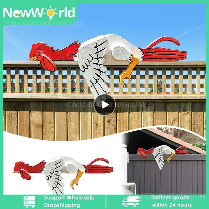 Unique Resting Rooster Rail Pet Garden Sculpture Decor for Garden Fence, Farm, Patio, Backyard, Chicken Sculpture Outdoor Statue