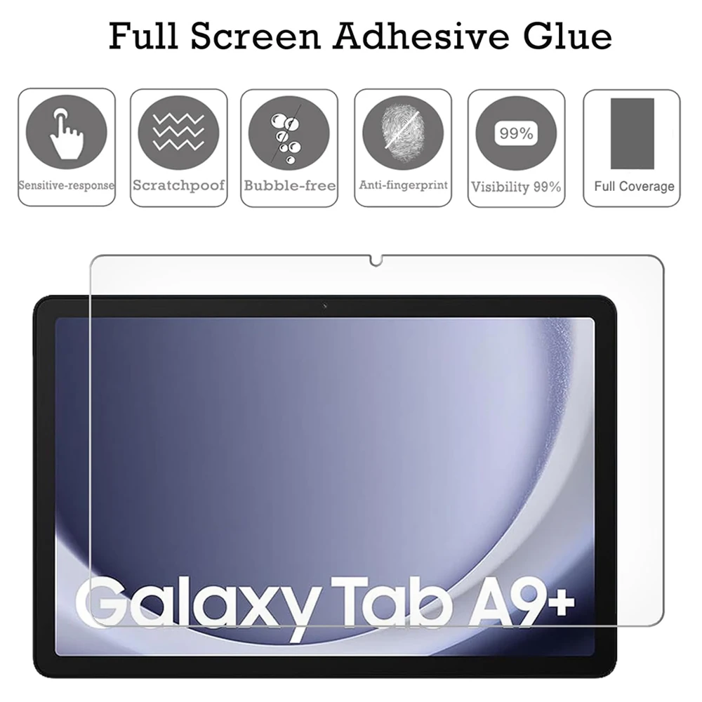 Screen Protector For Samsung Galaxy Tab A9+ 11 Inch Tablet Protective SM-X210 X215 X216 Bubble Free HD Clear Tempered Glass Film