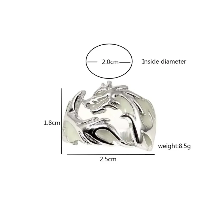 خواتم التنين المضيئة للرجال والنساء خواتم الشرير حجم الحرة البنصر توهج في الظلام خاتم الدائري #6